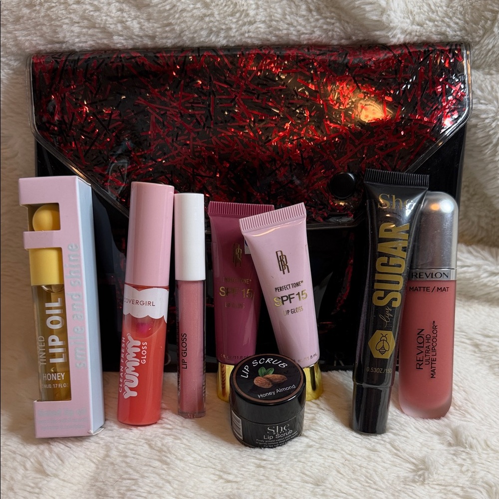 NEW Assorted Lip Bundle with Clear Cosmetic Pouch